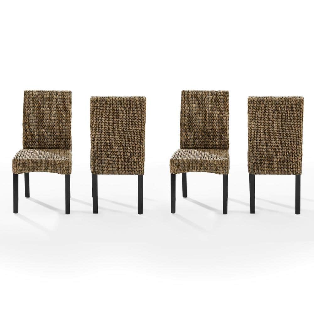 Edgewater High-Back Seagrass & Wood Dining Chair Set, Brown