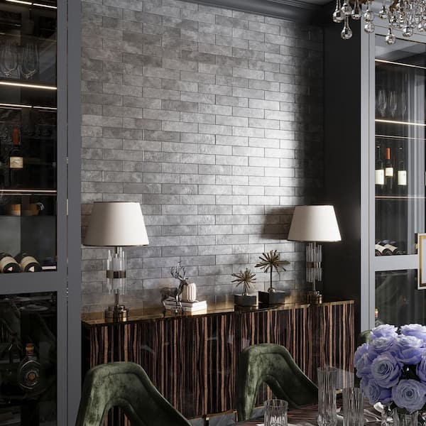 Bravura 2.5 in. x 10 in. Matte Deep Gray Ceramic Subway Wall Tile (5.06 sq. ft./case)-30 Pack