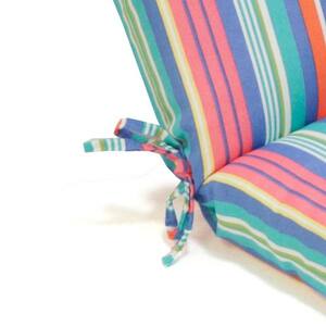 21.5 in. x 20 in. One Piece High Back Outdoor Dining Chair Cushion in Antilles Stripe Sail Blue
