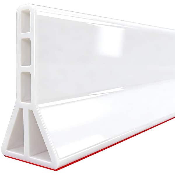 59 in. White Silicone Rubber Collapsible Shower Threshold Water Dam Bathroom Shower Curtain Liner