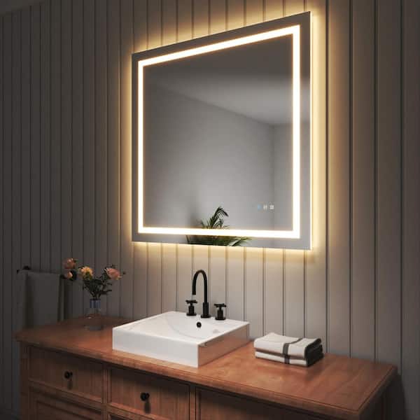 TOOLKISS 36 in. W x 36 in. H Rectangular Frameless LED