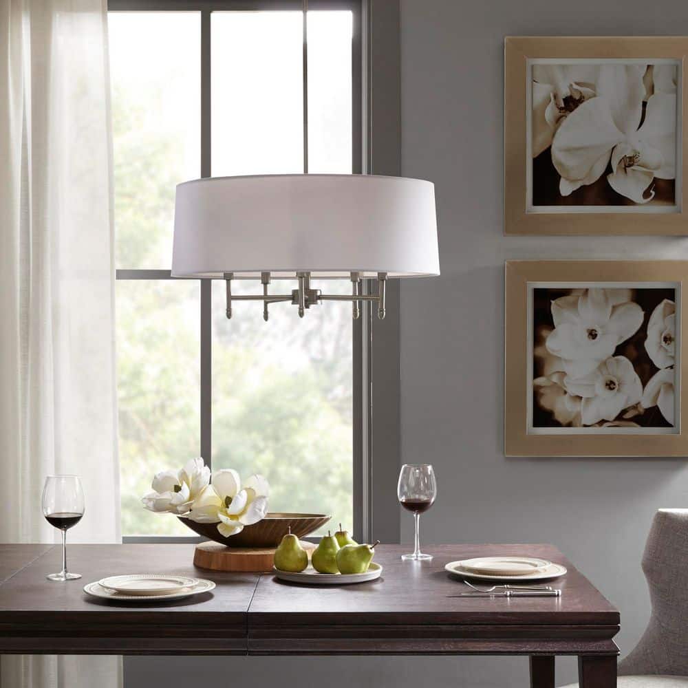 5-Light Silver Drum Shade Chandelier for Kitchen Island with No Bulbs Included price history on PriceWatchPro
