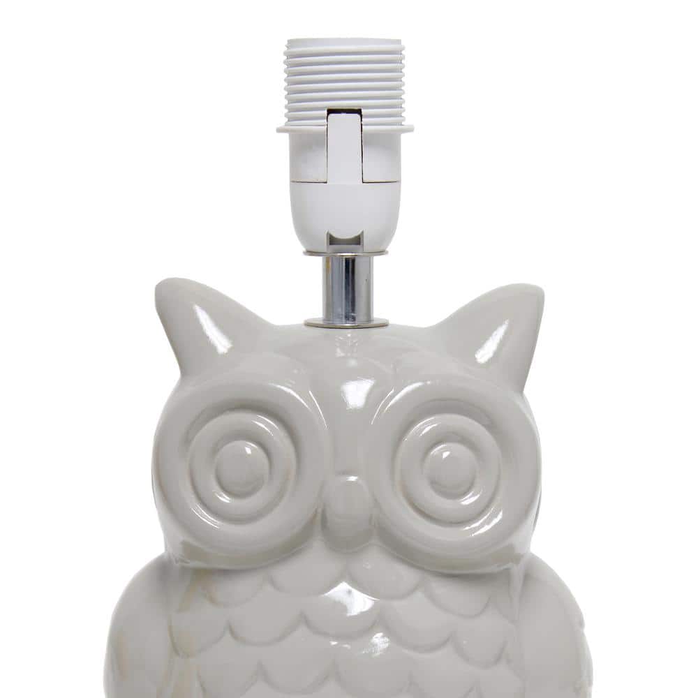 12.8" Gray Ceramic Owl Bedside Lamp with Fabric Shade