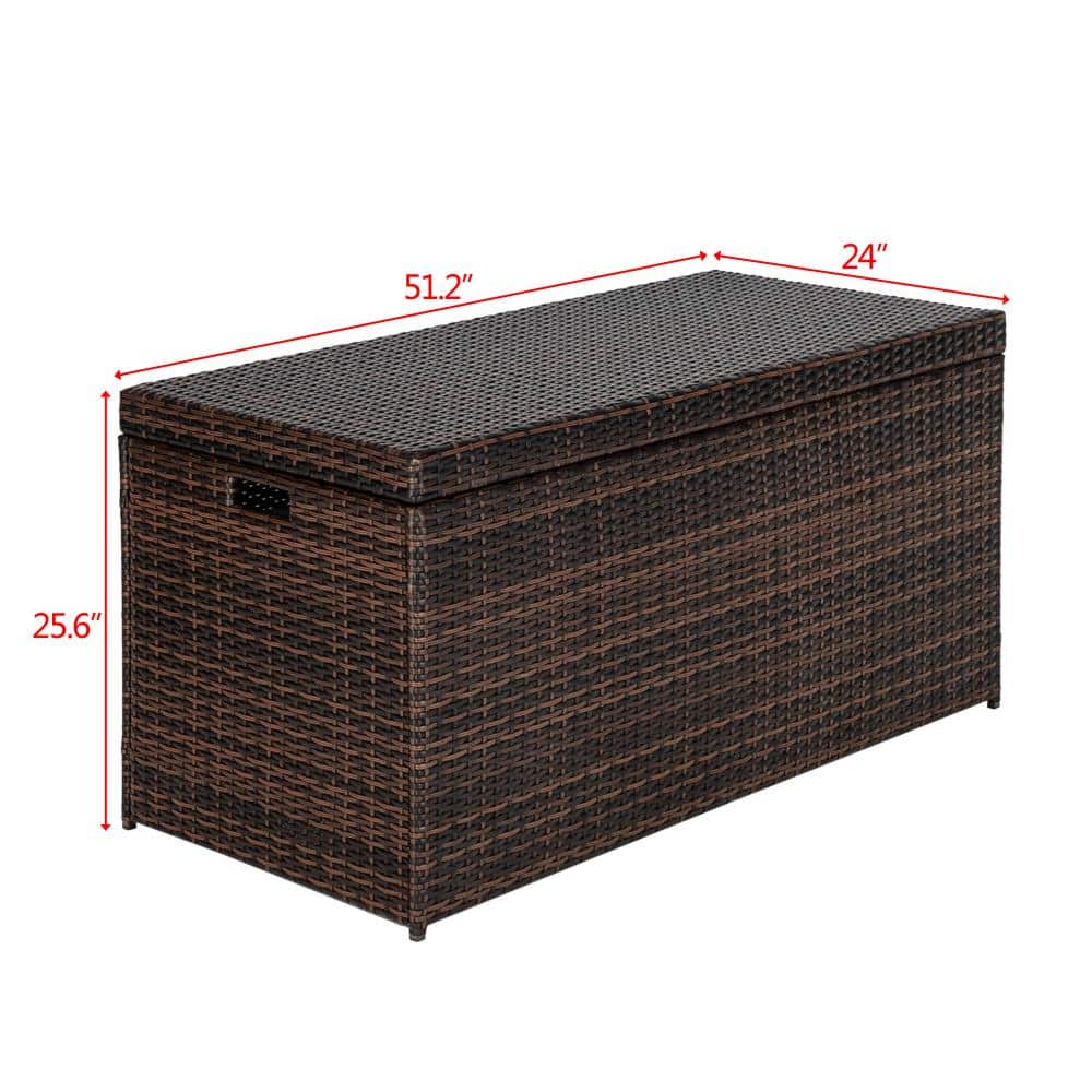 132 Gallon Brown Gradient Wicker Deck Storage Box