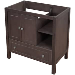 30 in. W x 18 in. D x 32.1 in. H Bath Vanity Cabinet without Top in Brown with a Big Drawer and Open shelves