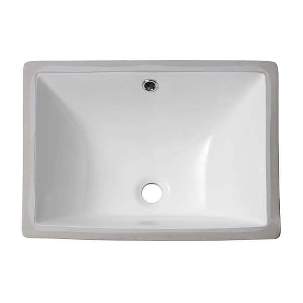 Unbranded 18.5 in. L x 13.5 in. W x 7.6. in. D White Rectangular Undermount Bathroom Sink With Overflow