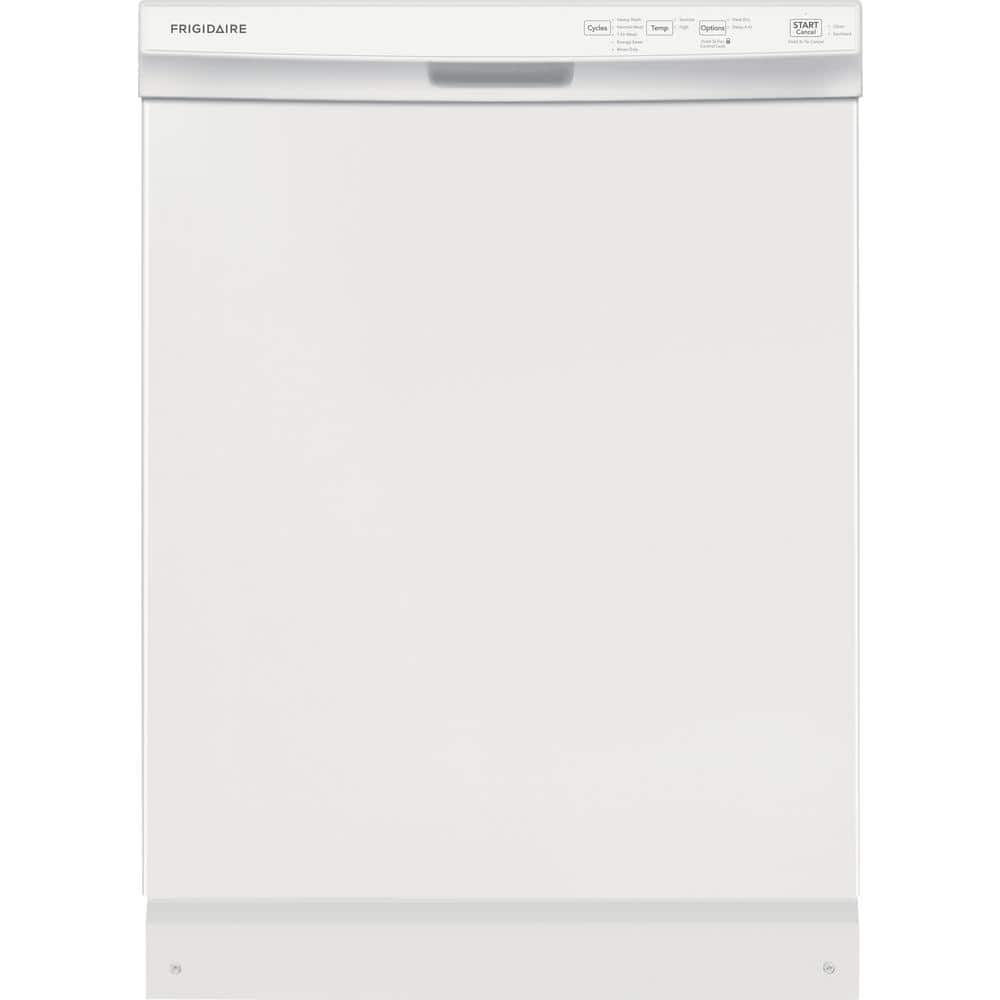 Frigidaire 24 in. White Front Control Built-In Tall Tub Dishwasher, 55 dBA