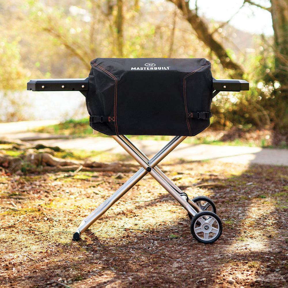 Black Water-Resistant Portable Charcoal Grill Cover