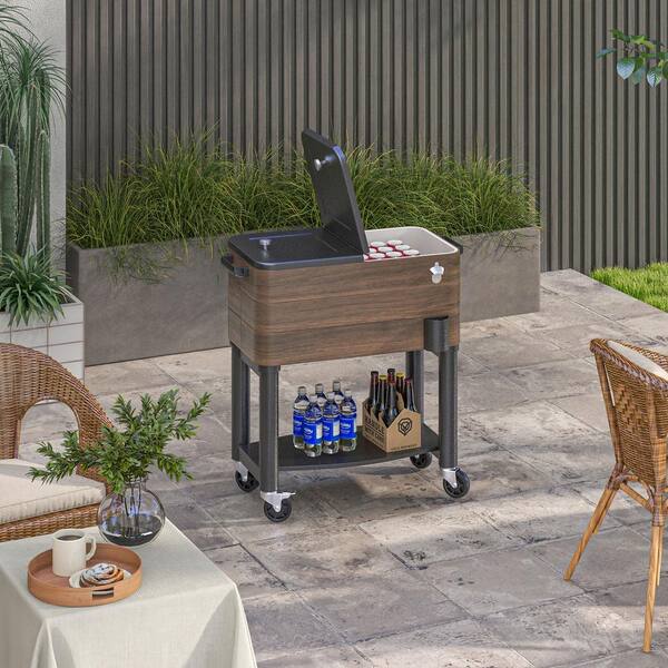 ITOPFOX 60 qt. Rugged Steel Brown and Black Rolling Beverage