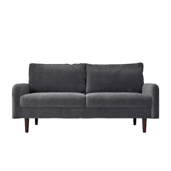 Vivo 71.6 in. Grey Velvet 3-Seater Lawson Sofa with Tapered Legs