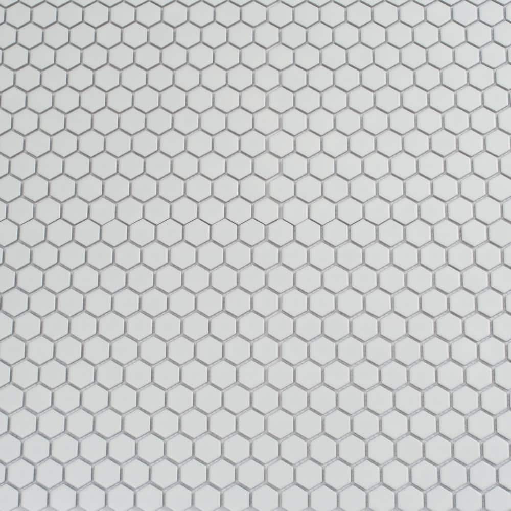 Apollo 16" Matte Black Porcelain Hexagon Mosaic Tile