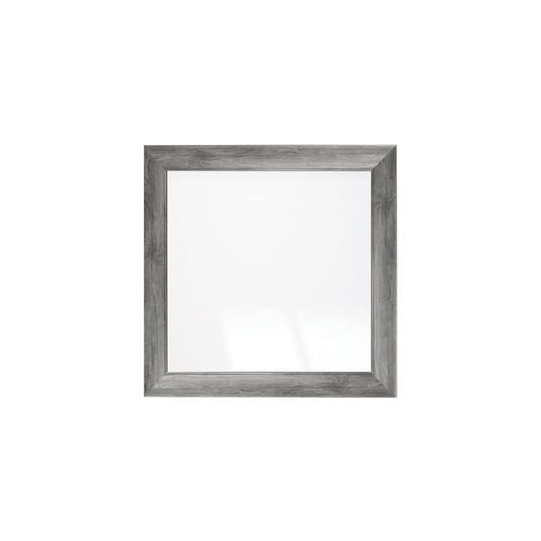 BrandtWorks 32 in. W x 32 in. H Dark Gray Barnwood Framed Wall Mirror