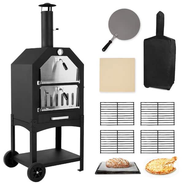 VIWAT Wood Fired Patio Ovens Outdoor Pizza Oven, 12 in. Black