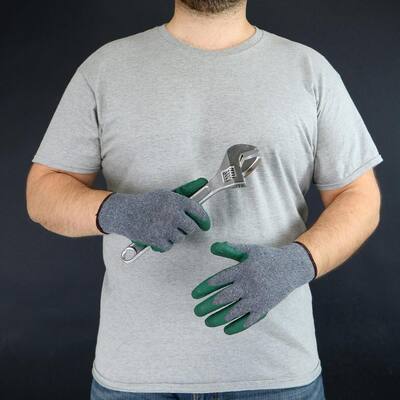 Men's Latex Coated Med Gloves