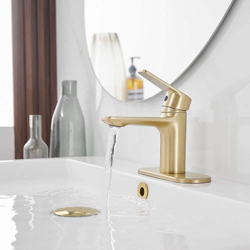 Brushed Gold Stainless Steel Single Handle Bathroom Faucet