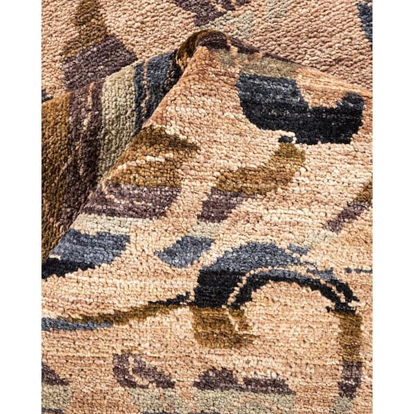 Arts & Crafts Beige 8 x 10 Striped Wool Indoor Area Rug