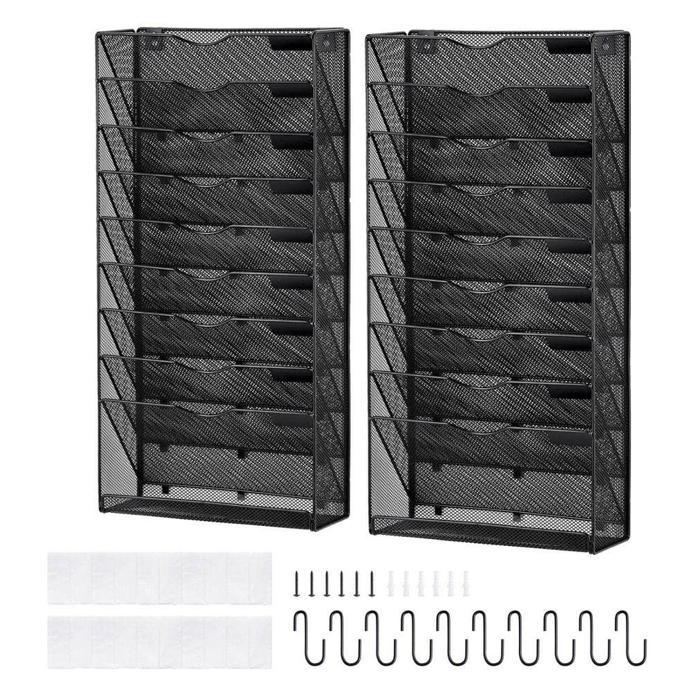 25.5 in. H x 12.6 in. W Black 10-Tier Vertical Wall File Holder