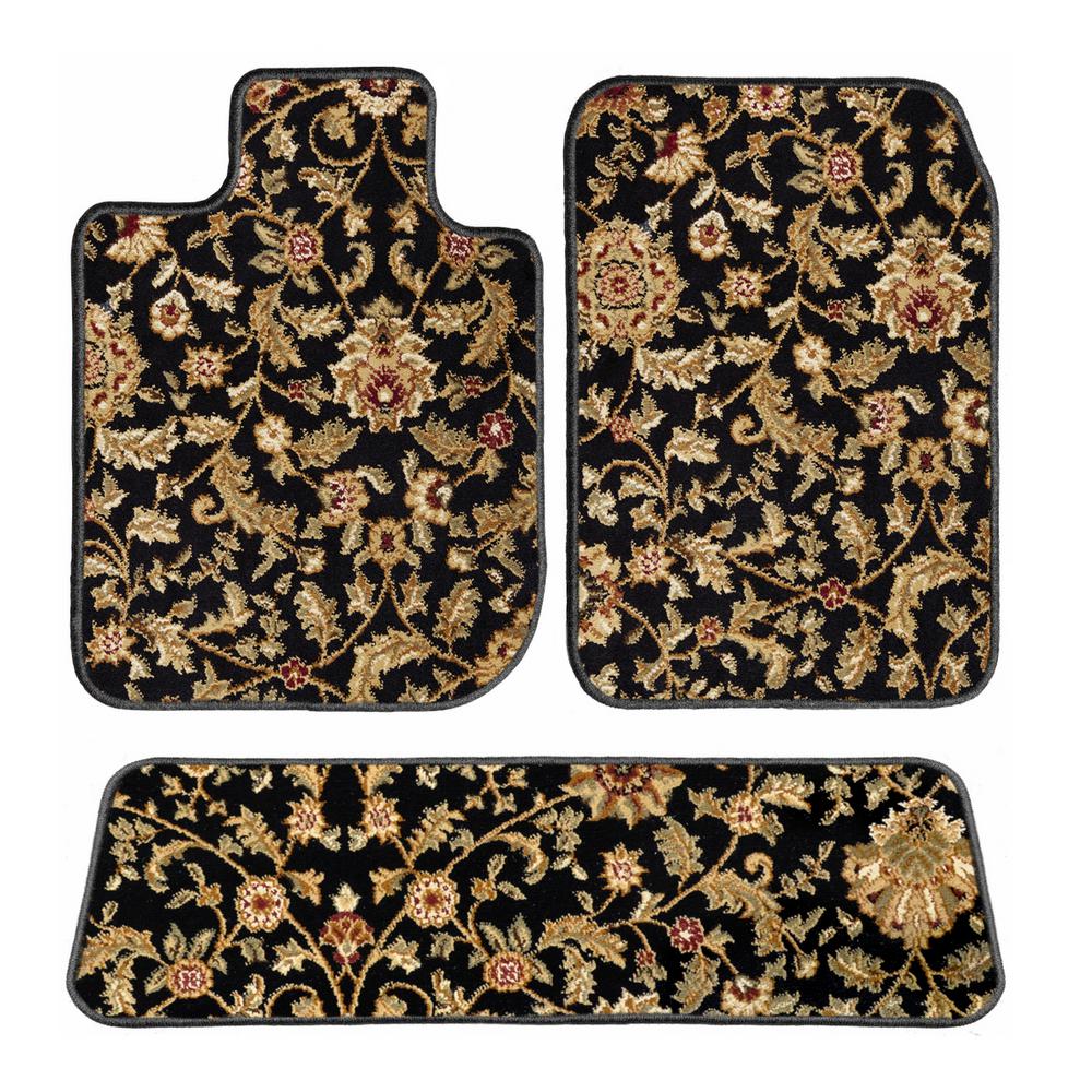 Toyota Tacoma Extended Cab Black Oriental Carpet Car Mats, Custom Fits for 2016-2020 Driver, Passenger and Rear Mats