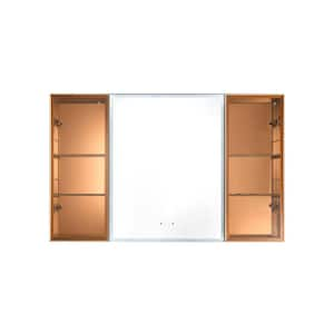 48 in. W x 30 in. H Rectangular Aluminum Medicine Cabinet with Mirror Gold Framed Wall/Surface Mount Medicine Cabinet