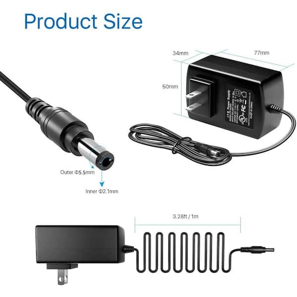 [UL Certified] Security-01 AC 100-240V to DC 12V 2A Power Supply Adapter,  Plug 5.5mm x 2.1mm for CCTV Camera DVR NVR Led Light Strip UL Listed FCC