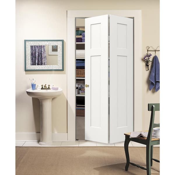30 in. x 80 in. 3 Panel Smooth Craftsman Hollow Core Molded Interior Closet Composite Bi-Fold Door