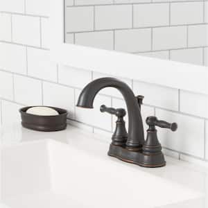 Fairway 4 in. Centerset Double-Handle High Arc Bathroom Faucet in Mediterranean Bronze