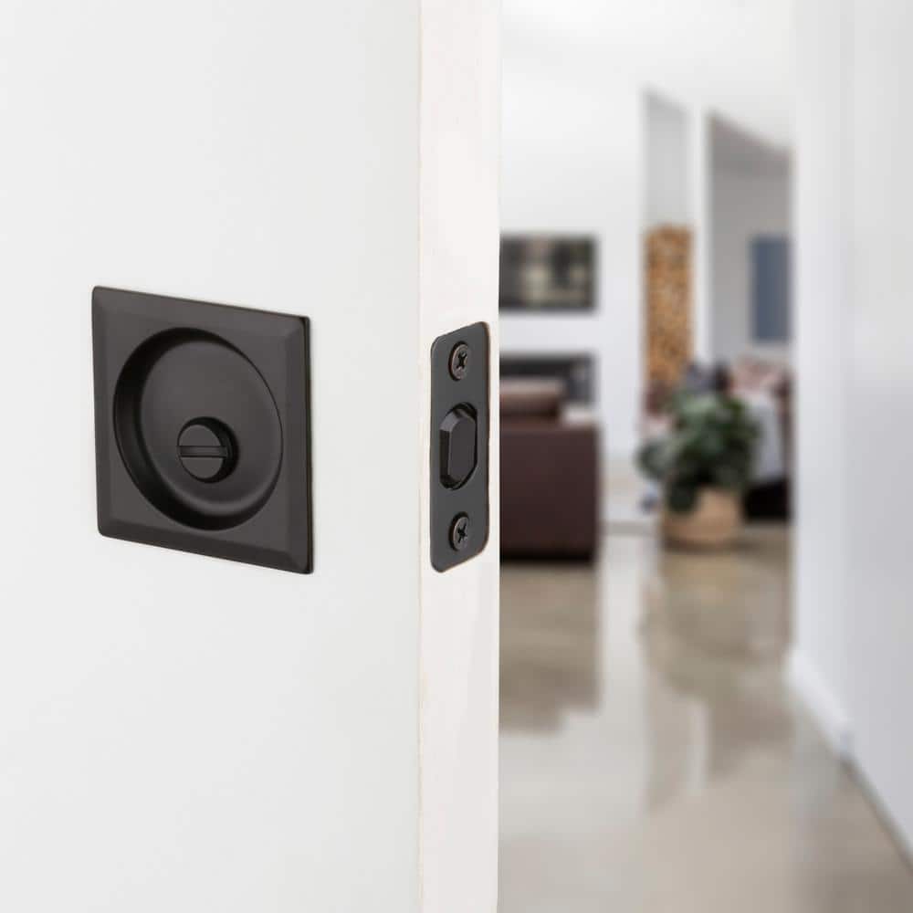Iron Black Square Privacy Pocket Door Lock