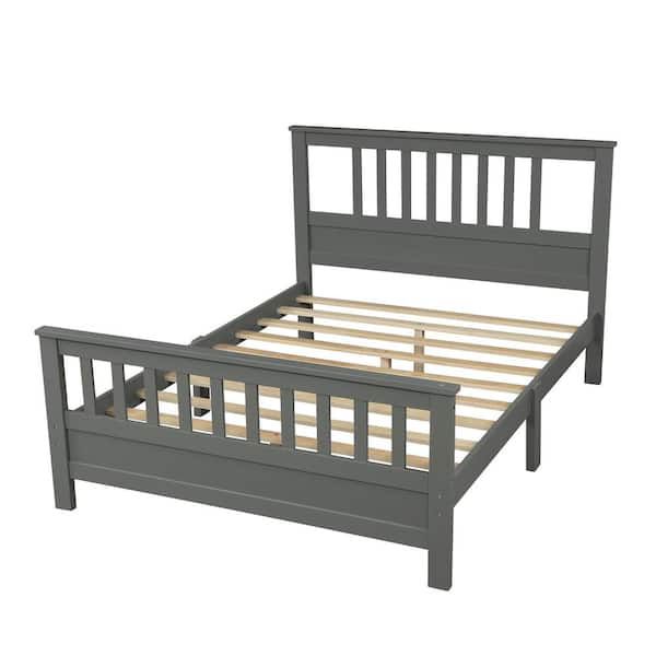Wood Platform Bed With Headboard, Full Size Wooden Bed Frame With Headboard And Footboard