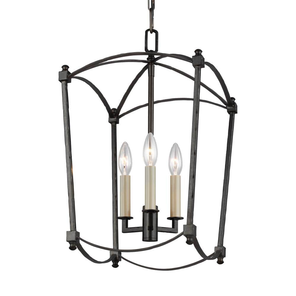 Mini Black Smith Steel 3-Light Industrial Chandelier