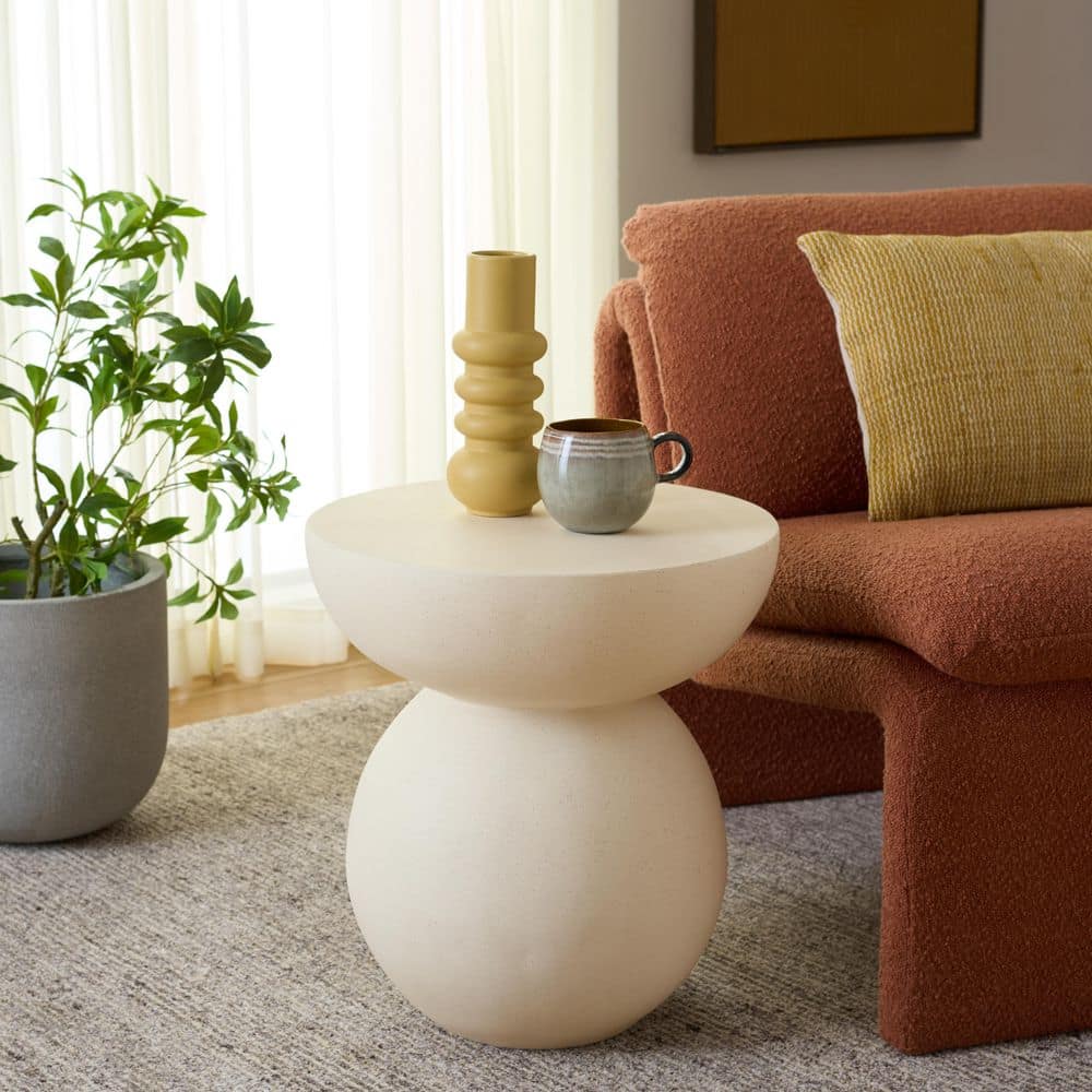 Ailani 17.13 in. White Round Magnesium Oxide End Table price history on PriceWatchPro