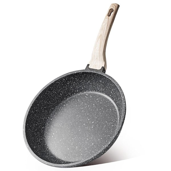 12 in. Granite Frying Pan with Non Stick Coating, Induction Compatible for Making Omelets and Frying Egg, Black (1-Pack)