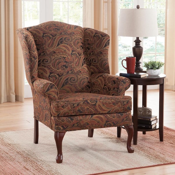 Unbranded Paisley Cranberry Wing Back Chair