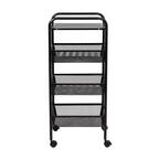 3-Tier Steel 4-Wheeled Utility Cart in Black