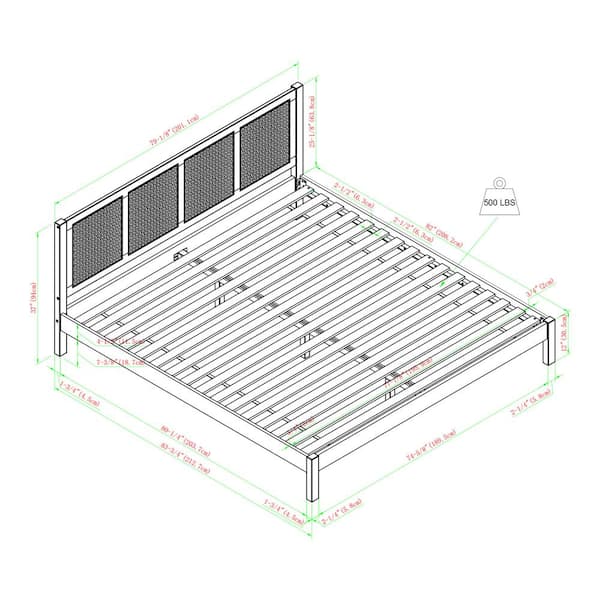 Welwick Designs Modern Beige Wood Frame King Platform Bed with Rattan  Headboard HD9931 - The Home Depot