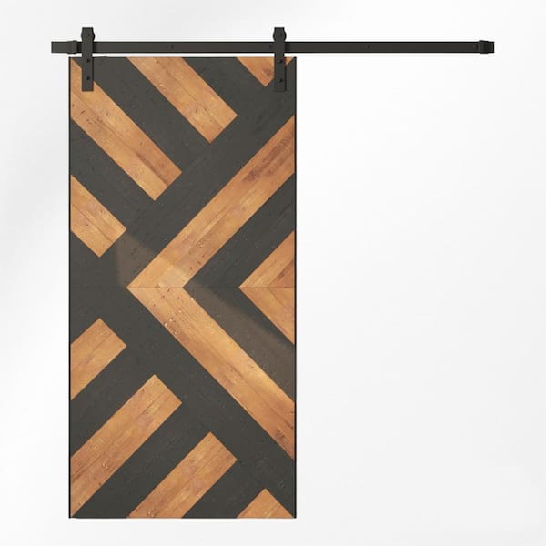 Urban Woodcraft Custom Stained 83 in. x 40 in. Malibu, Lumina Espresso, Reclaimed Wood, Sliding Barn Door with Hardware Kit