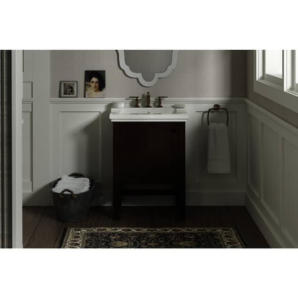 KOHLER Tresham 24 in. W x 18 in. D x 33 in. H Single Sink Freestanding Bath Vanity in Woodland with White Top