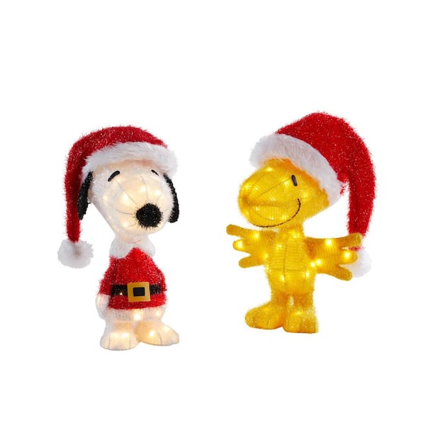 Peanuts 18 In Led Snoopy And Woodstock Holiday Yard Decor 46308 - Peanuts Outdoor Christmas Decorations Home Depot