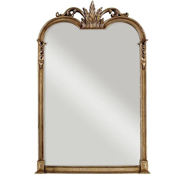 Global Direct 43 in. x 28 in. Champagne Silver Composite Arched Top Framed Mirror