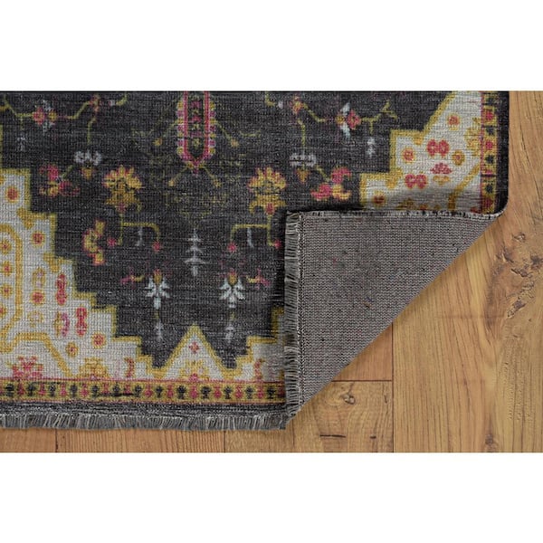 Lena Black and Ivory 2 ft. x 3 ft. Transitional Woven Oriental Polyester Rectangle Indoor Accent Area Rug