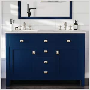 Artemis 48 in. W x 22 in. D x 33.7 in. H Bath Vanity in Blue with Quartz Vanity Top in White with Double Sinks