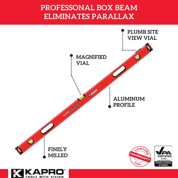 48 in. Vulcan Box Level with Magnified Vials and Plumb Site