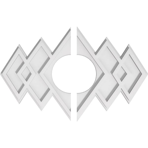 Ekena Millwork 22 in. x 14.62 in. x 1 in. Zoe Architectural Grade PVC Contemporary Ceiling Medallion (2-Piece)