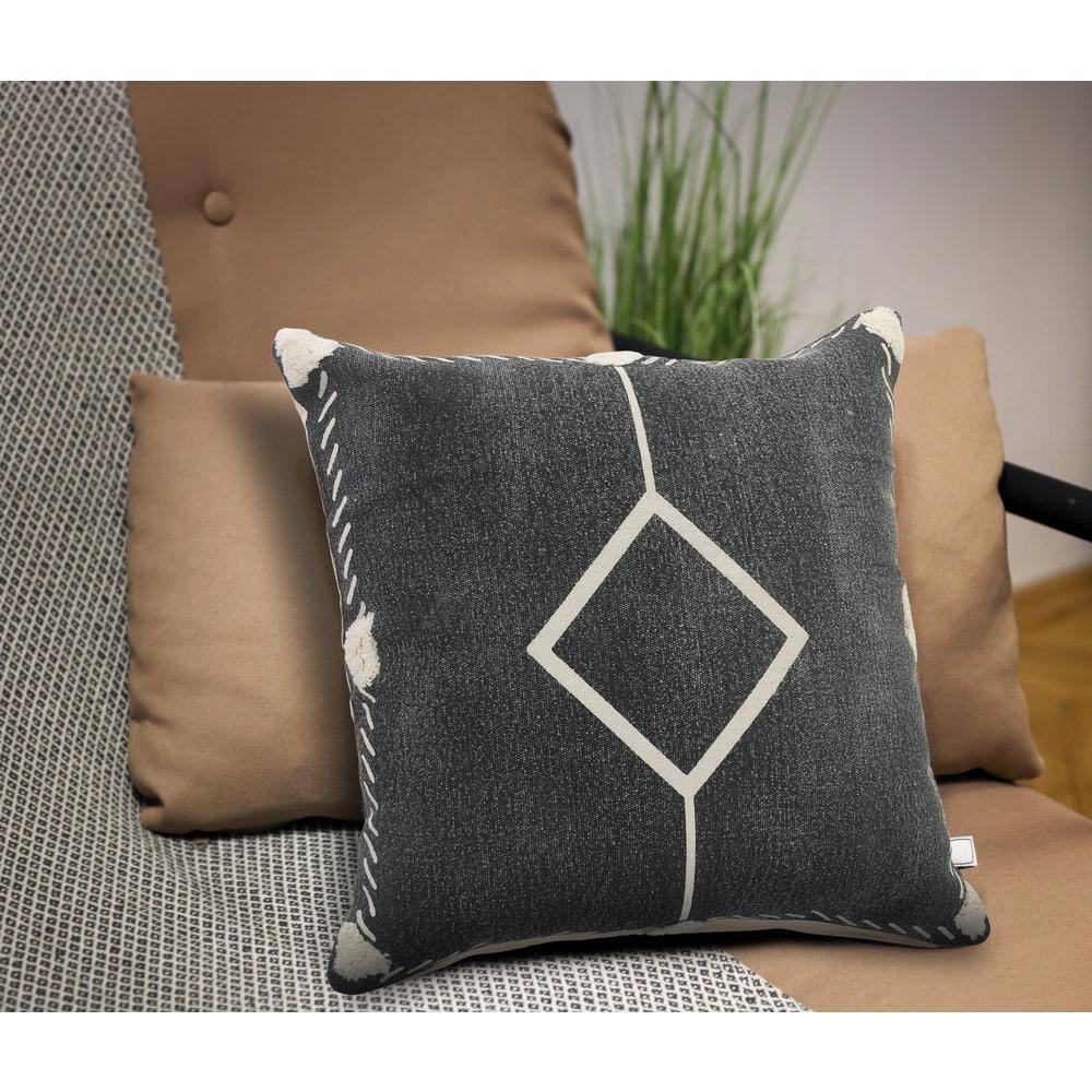 Black and White Geometric Cotton Throw Pillow Set