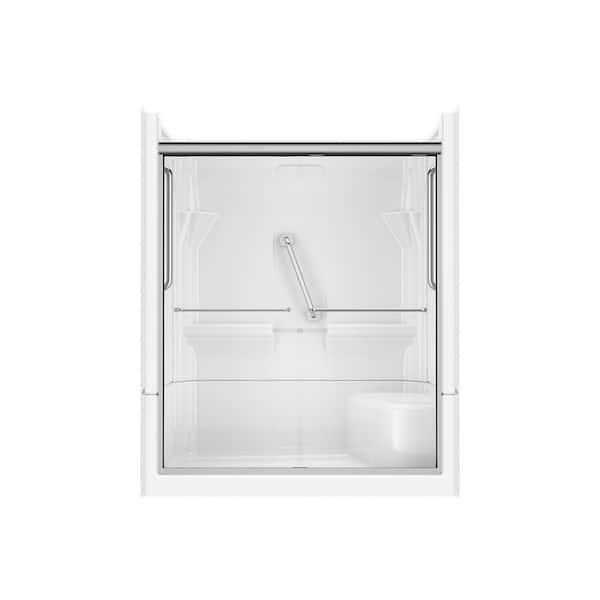Accessible Living Harmony 60 in. L x 30 in. W x 74 in. H Alcove Left Drain Shower Door Kit in Chrome