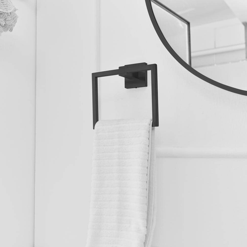Matte Black Stainless Steel Square Wall Mounted Towel Ring