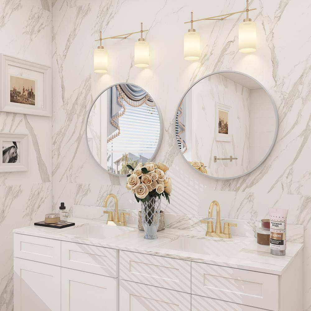 18" Round Silver Aluminum Vanity Mirror with Fog-Free Finish