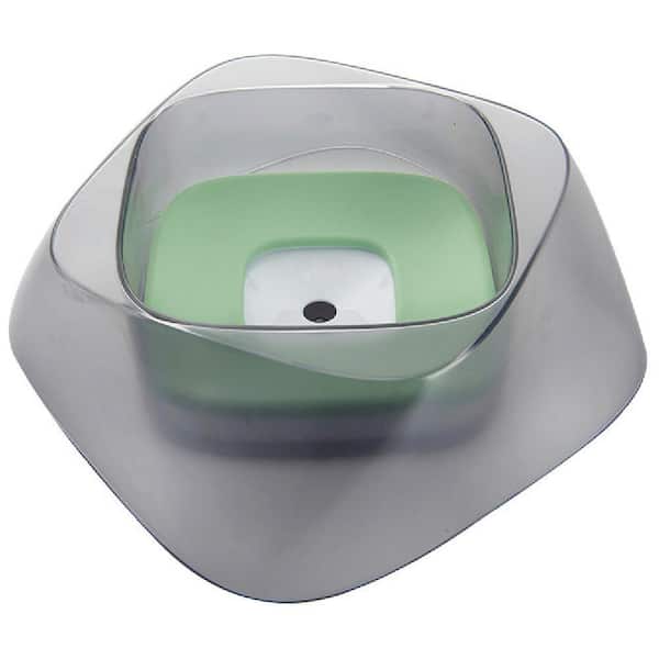 PET LIFE 32 oz. Hydritate Anti-Puddle Cat and Dog Drinking Water Bowl in Green
