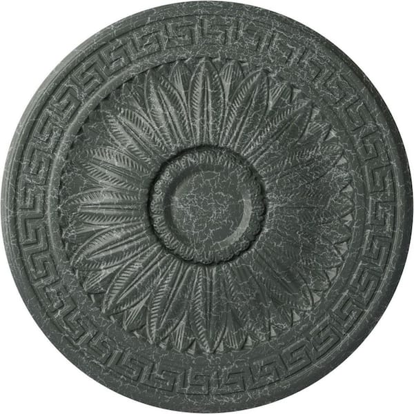 Ekena Millwork 20" x 1-3/8" Randee Urethane Ceiling Medallion (Fits Canopies upto 3-7/8") Hand-Painted Athenian Green Crackle