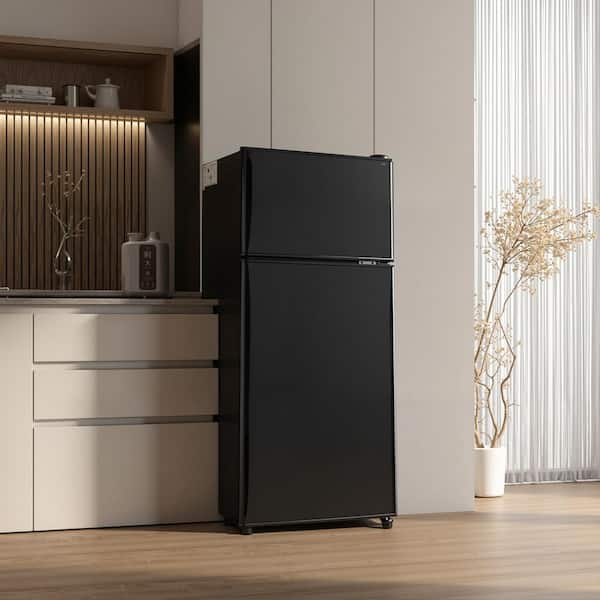 3.5 Cu. Ft Mini Refrigerator in Black with Top-Freezer Fridges Lock, 2 Door, 7 Adjustable Level Thermostat, Fresh Energy