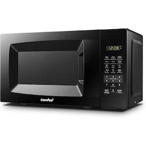 0.7 cu. ft. 700 Watt Compact Countertop Microwave in Black with Safety lock, One-Touch Button and Eco Mode